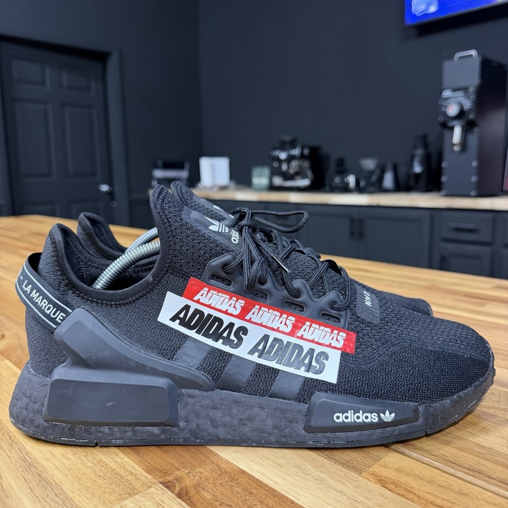 Adidas NMD R1 V2 Core Black Red H01589 Men's Size 12 Logo Patch Boost Rare